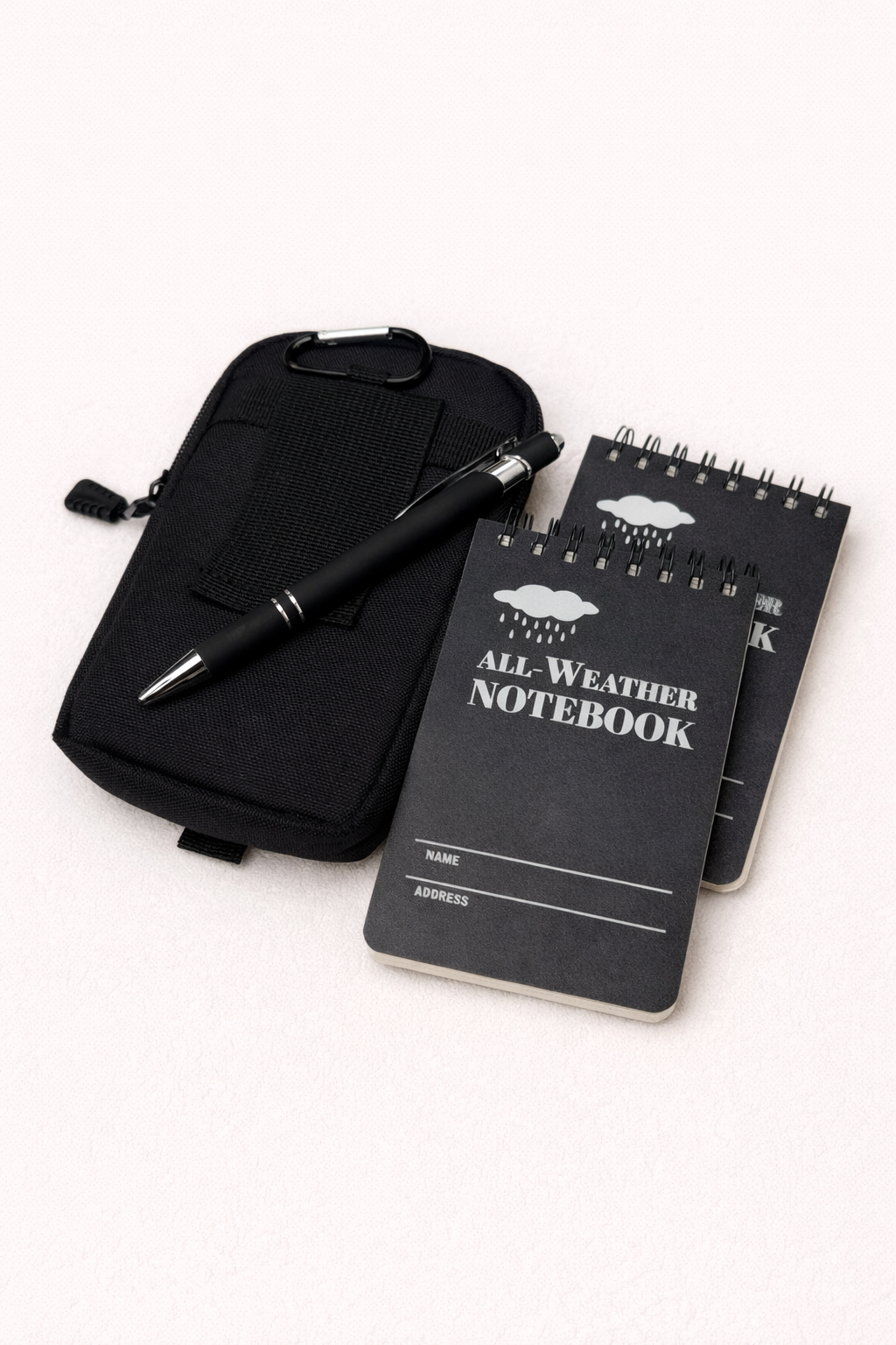 Waterproof Notebook Set flat lay – contrast therapy journaling accessory by TempTango